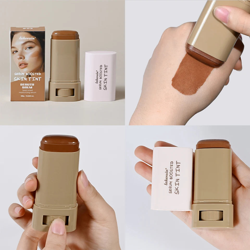 Nouveau sérum baume teinté pour la peau, enrichi, texture soyeuse, couvrance hydratante, effet repulpant, teint uniforme, meilleur fond de teint en stick, maquillage de voyage