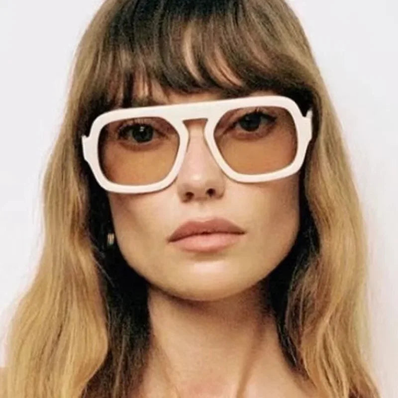 JNPCXI Lunettes de soleil carrées rétro pour femmes, design de marque tendance, verres dégradés UV400, lunettes de soleil punk pour hommes