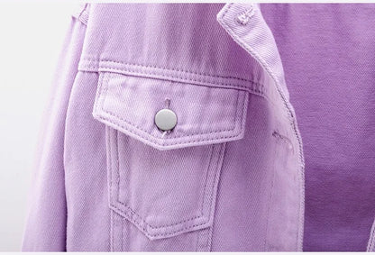 Veste en jean classique pour femmes Jeans 2023 vestes en jean boyfriend pour femmes manteau oversize ample veste femme violet blanc jaune femme