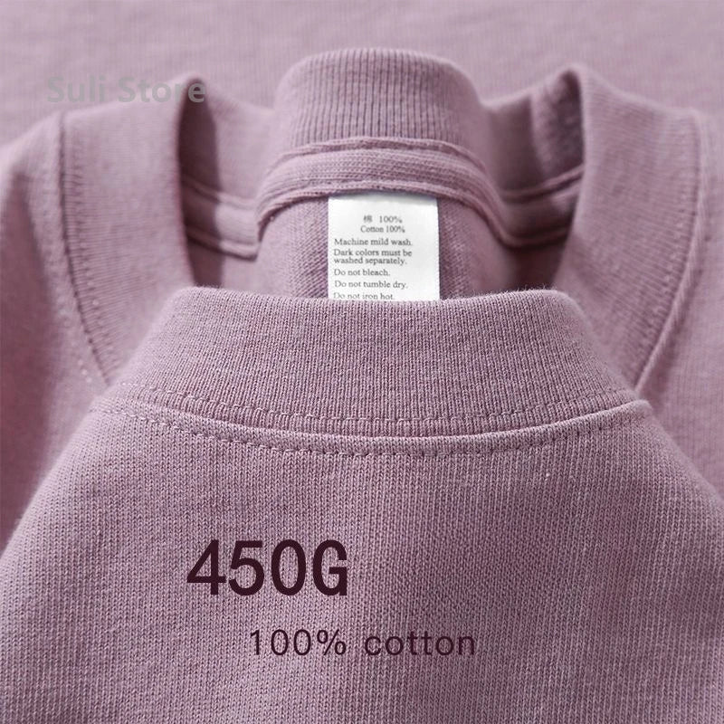 T-shirts unisexes 100 % coton 450 g de haute qualité T-shirts blancs T-shirt vierge d’été pour homme T-shirts pour homme