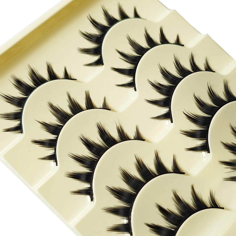 5 Paris Cat Eye False Eyelashes Long Thick Cosplay Fake Eye Lashes Extension Smokey Natural Makeup Handmade Reusable