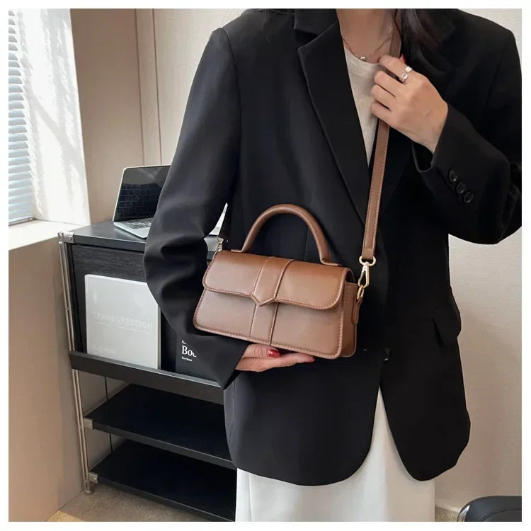 Sac à bandoulière en cuir PU pour femmes, sac à main, sac bandoulière tendance, sac vintage porté sous le bras, cartable carré