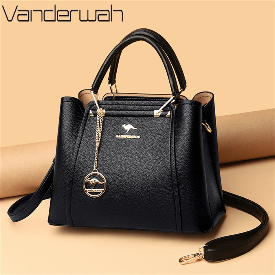 Sac bandoulière de luxe pour femme 2024, designer à 3 couches, grand sac à main en cuir à grande capacité pour femme, sac shopper de marque, sac fourre-tout messager.