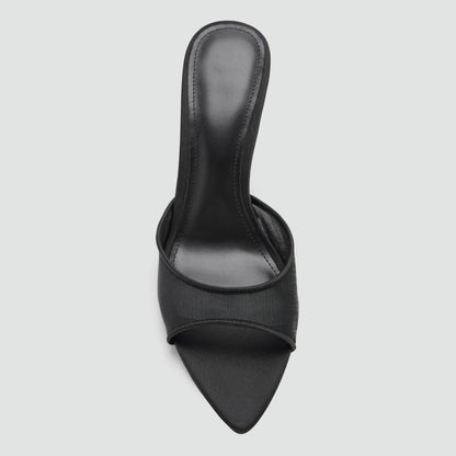 Mango2026 Sandales sexy à bout pointu et talon fin, à enfiler, respirantes, nouveau style d’été polyvalent, chaussures plates à enfiler pour femmes