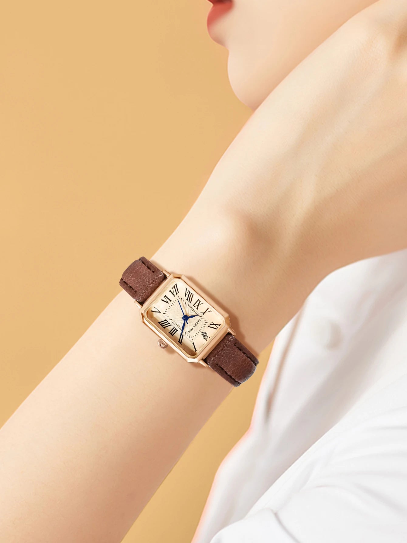 Montre-bracelet décontractée rétro à affichage numérique, cadran carré, bracelet en cuir, montre à quartz tendance pour femme, idée cadeau