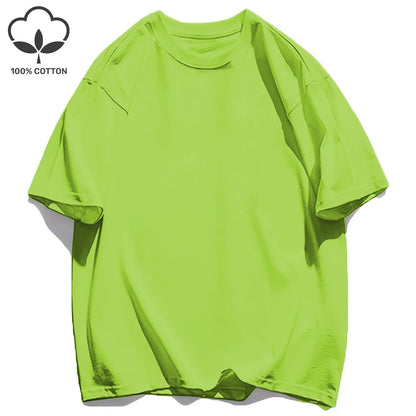 T-shirt femme Y2K 100 % coton, t-shirt décontracté de couleur unie, col rond, hauts d’été pour femmes, mode oversize, sportswear féminin tendance.