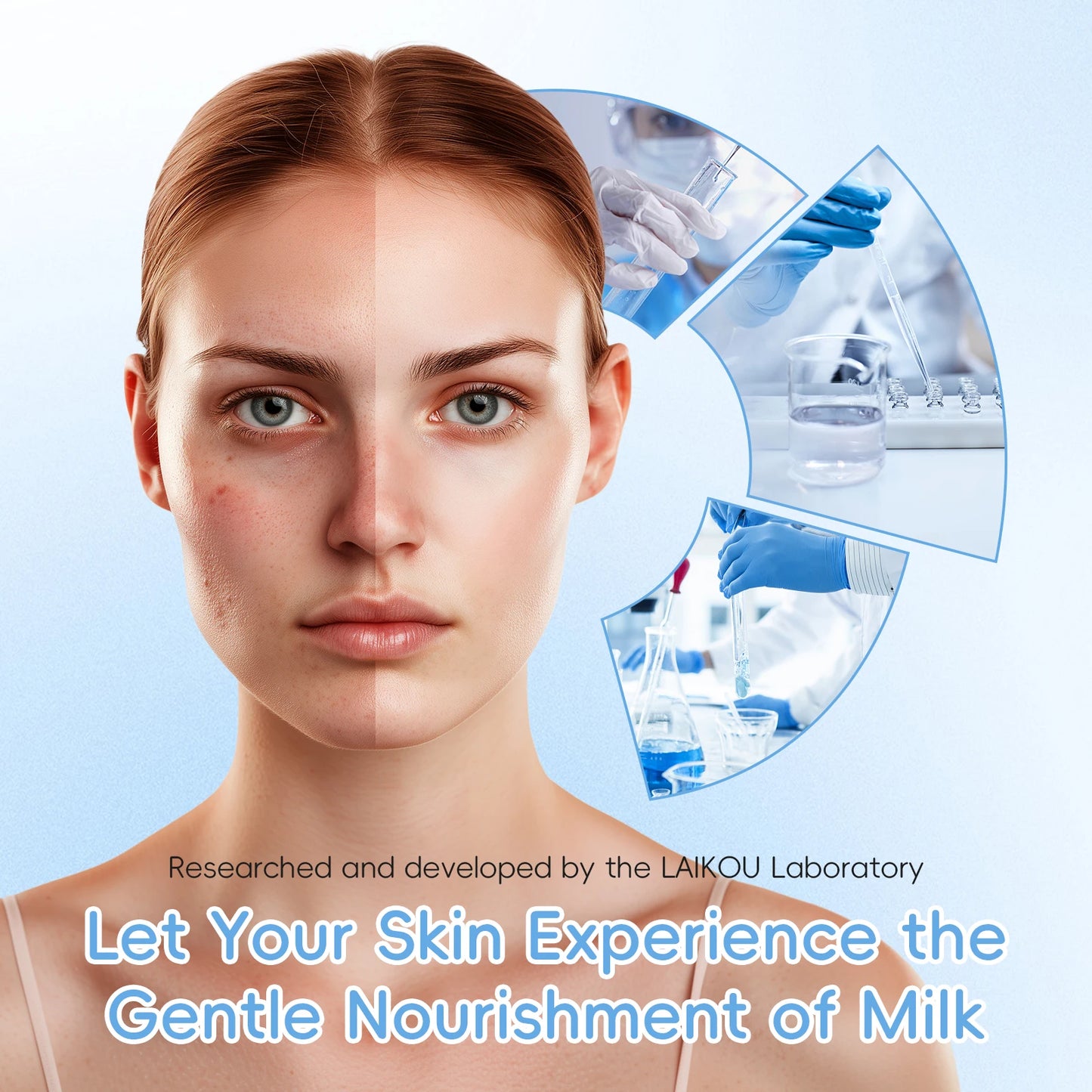 Coffret Trio Éclat au Lait LAIKOU – Kit de Nutrition Profonde, Soin Hydratant Non Gras avec Sérum, Crème Contour des Yeux et Crème Hydratante, Coffret Cadeau