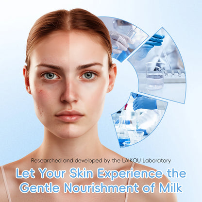 Coffret Trio Éclat au Lait LAIKOU – Kit de Nutrition Profonde, Soin Hydratant Non Gras avec Sérum, Crème Contour des Yeux et Crème Hydratante, Coffret Cadeau