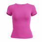 Vêtements pour femme T-shirt à manches courtes haut slim fit pour femmes col rond tee-shirt moulant en maille style streetwear sexy sportif 2024 Y2K nouveau 2410