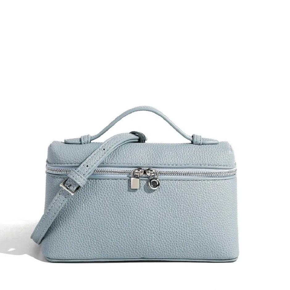 Sac à bandoulière en grain de litchi au style haut de gamme et de niche, mode simple, type boîte à lunch pour femme, exquis mini sac à main porté main et en bandoulière