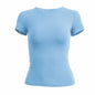 Vêtements pour femme T-shirt à manches courtes haut slim fit pour femmes col rond tee-shirt moulant en maille style streetwear sexy sportif 2024 Y2K nouveau 2410