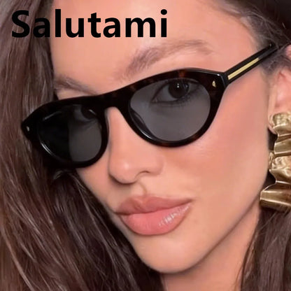 lunettes de soleil vintage petites rondes œil-de-chat pour femmes, nouvelle mode à rivets, sexy, noires léopard, lunettes de soleil tendance pour dames, lunettes d’extérieur modernes
