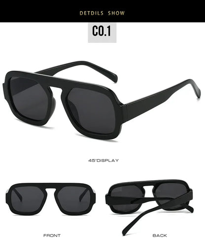 JNPCXI Lunettes de soleil carrées rétro pour femmes, design de marque tendance, verres dégradés UV400, lunettes de soleil punk pour hommes