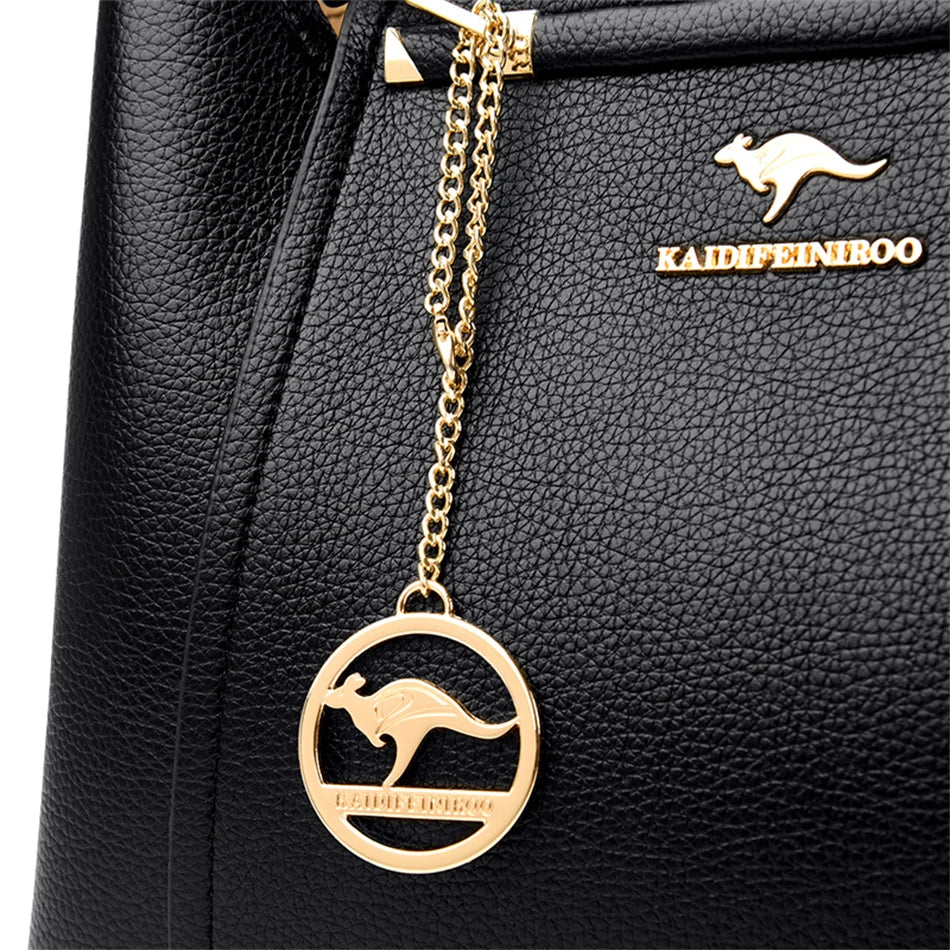 Sac bandoulière de luxe pour femme 2024, designer à 3 couches, grand sac à main en cuir à grande capacité pour femme, sac shopper de marque, sac fourre-tout messager.