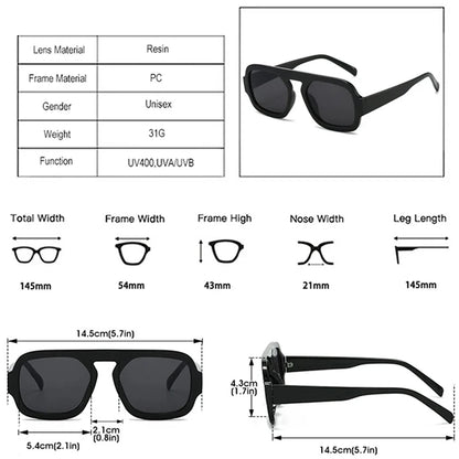 JNPCXI Lunettes de soleil carrées rétro pour femmes, design de marque tendance, verres dégradés UV400, lunettes de soleil punk pour hommes