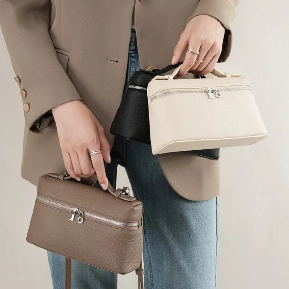 Sac à bandoulière en grain de litchi au style haut de gamme et de niche, mode simple, type boîte à lunch pour femme, exquis mini sac à main porté main et en bandoulière