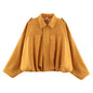 ETJ 2025 nouvelle veste bomber femme de printemps à effet suédine, coupe ample, col à revers, style mode, épaules marquéess