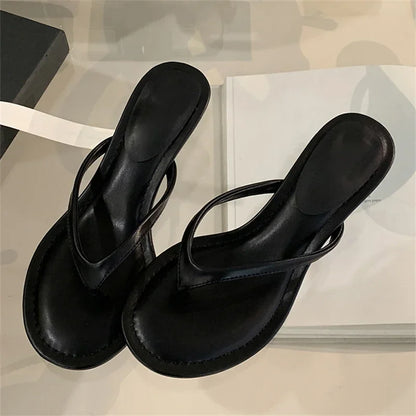 Aneikeh 2026 Mode Pantoufles à talons fins pour femmes, sandales slides à bout rond avec clip, sandales d’été tongs, chaussures féminines mules slides