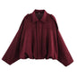 ETJ 2025 nouvelle veste bomber femme de printemps à effet suédine, coupe ample, col à revers, style mode, épaules marquéess