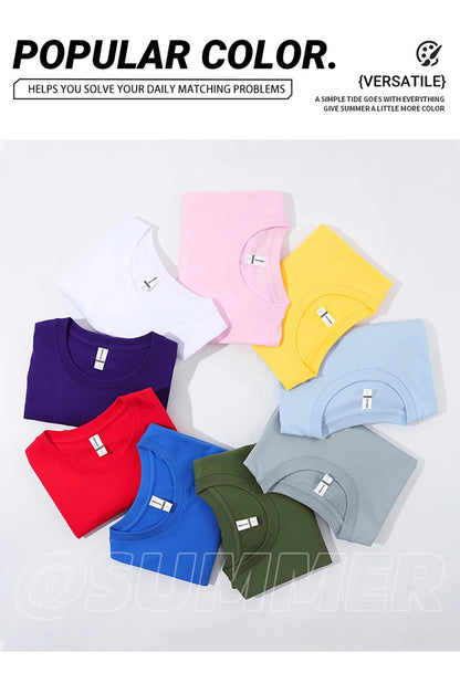 T-shirt femme Y2K 100 % coton, t-shirt décontracté de couleur unie, col rond, hauts d’été pour femmes, mode oversize, sportswear féminin tendance.