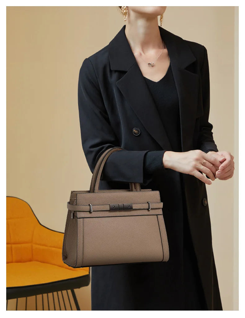 Sac pour femme en cuir véritable en cuir de vachette pleine fleur original, sac cabas simple à porter à la main ou à l’épaule, style professionnel