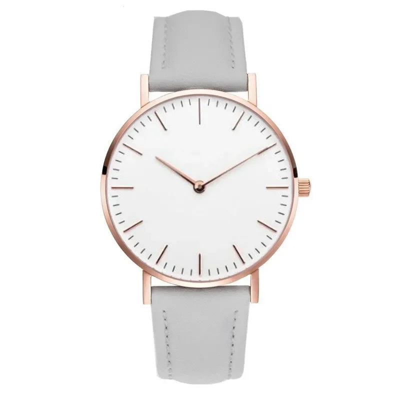 Montre élégante pour femme, simple, nouvelle collection 2023, rose et blanc, bracelet en cuir, montre-bracelet pour femme avec robe, montre féminine décontractée, idée cadeau tendance, Montre Femme