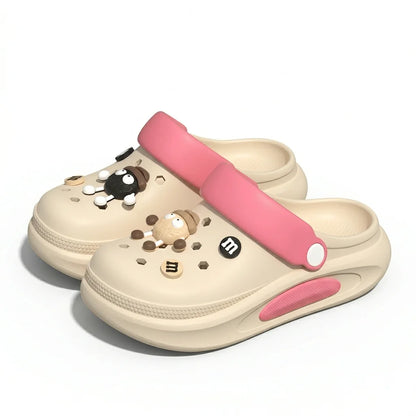 Sabots d’été pour femmes avec jolis charms 3D, sandales de jardin, chaussons de plage légers en EVA souple, chaussures d’extérieur antidérapantes à semelle épaisse et tendance