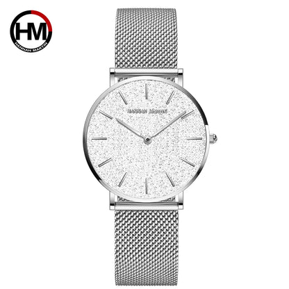 Montre pour femme HANNAH MARTIN en acier inoxydable de qualité, mouvement à quartz japonais, étanche, 36 mm, entièrement or rose, idéale pour le dropshipping.