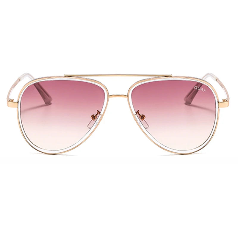 Lunettes de soleil aviateur de marque de mode pour femmes, vintage, de créateur, tout-en-un, lunettes de soleil pour femmes, rétro, monture en alliage, lunettes Quay UV400