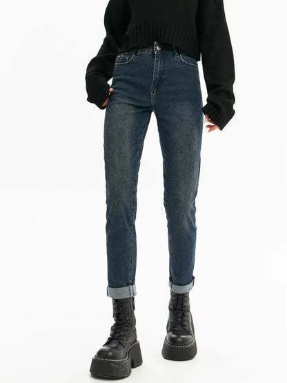 Jeans femme 2025 amples à taille haute, pantalon droit de style européen et américain