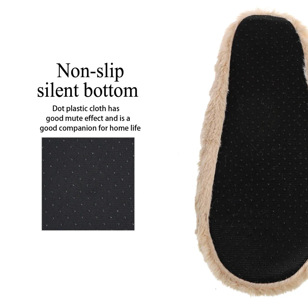 Pantoufles d’intérieur floues pour femmes, hiver, fourrure chaude en peluche, antidérapantes avec adhérence, chaussures d’intérieur moelleuses et confortables pour femmes paresseuses, oreilles de souris, chaussures de