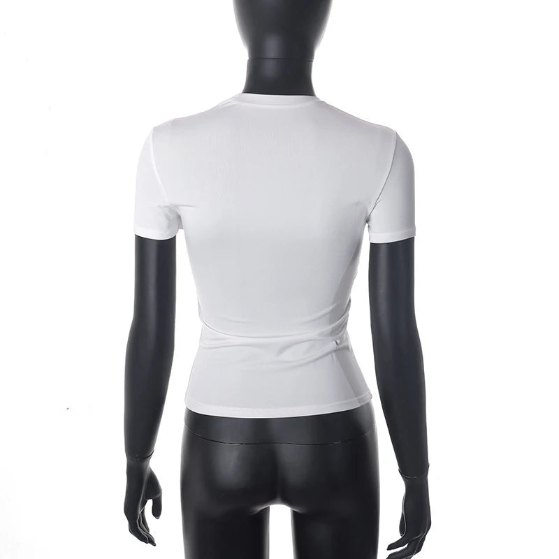 Nouveau t-shirt à manches courtes pour femmes printemps 2024, uni, simple, décontracté, doux, facile à assortir, tendance, haut court basique, t-shirt mode été.