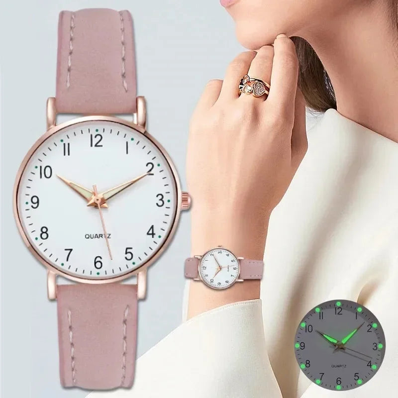 Montres-bracelets pour femmes Montre Femme Montres pour femmes Bracelet en cuir lumineux Montre simple Montre élégante à la mode Montre à quartz Reloj Mujer