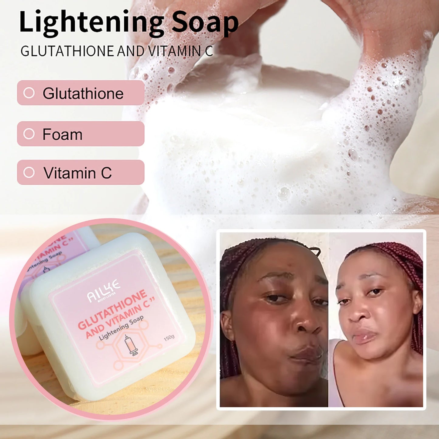Crème de soin éclaircissante pour la peau AILKE, lotion éclaircissante, élimine les taches foncées avec glutathion, beurre de karité, crème corporelle hydratante