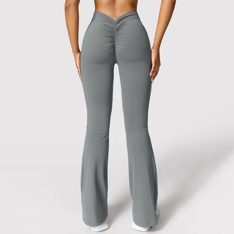 Leggings mode micro corne pour femmes, pantalon de sport à taille en V dans le dos, taille haute, effet push-up pour les fesses, pantalon de gym uni, slim, leggings décontractés