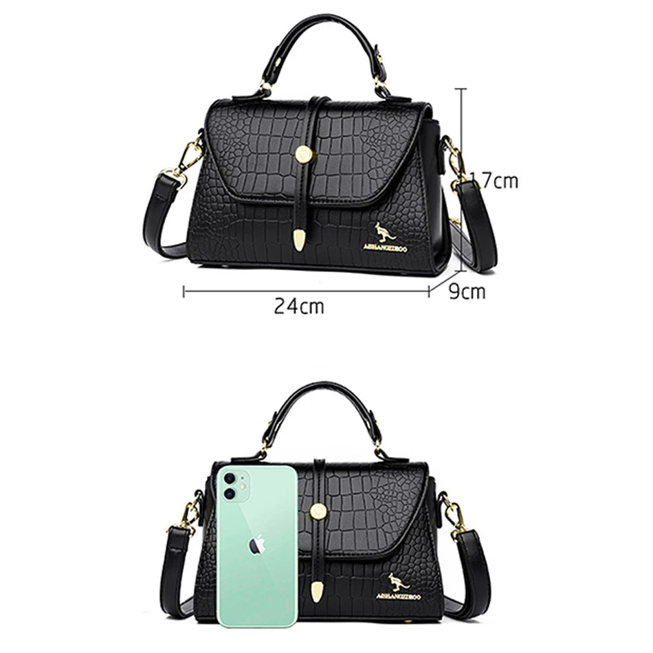 Sacs bandoulière en cuir crocodile 2024 pour femmes, sacs messager d’épaule pour femme, sacs à main et porte-monnaie de luxe de créateur pour dames.